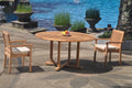 Grade-A Teak 3 Pc Dining Set 60" Round Table 2 Stacking Arm Chairs Q4769