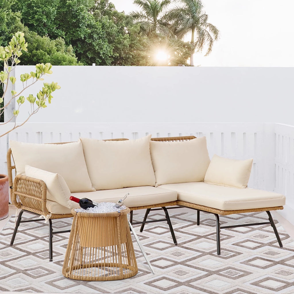 Beige Wicker Outdoor Sectional Sofa L75273