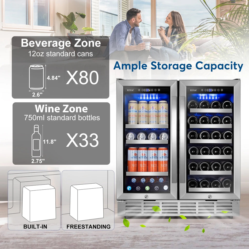 30 Inch Dual Zone Wine and Beverage Refrigerator S2330