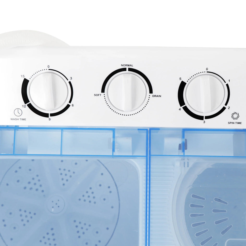 17.6lbs 2 in1 Portable Mini Washing Machine Top-Load Compact Laundry Twin Tub Washer Spin Dryer, White W339508