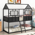 Black Metal Bunk Bed with Slide and Storage Stairs K580