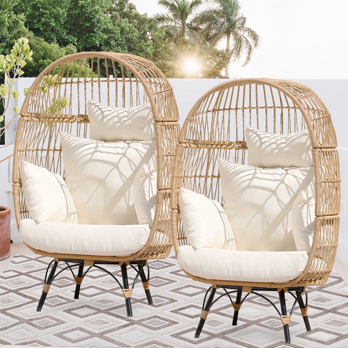 Beige Wicker Outdoor Sectional Sofa L75273