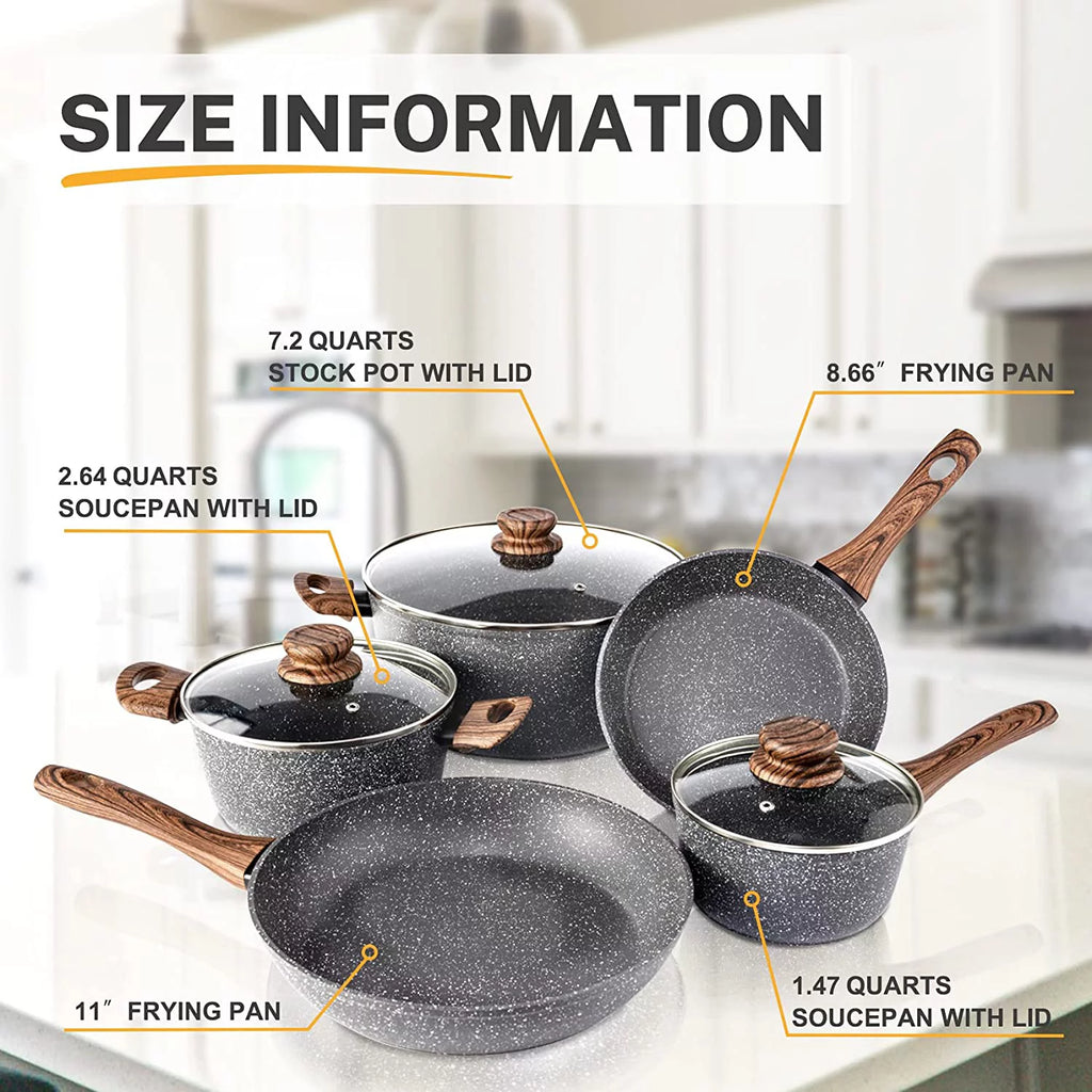 Non Stick Granite 8 Pieces Induction Cookware Set K1575