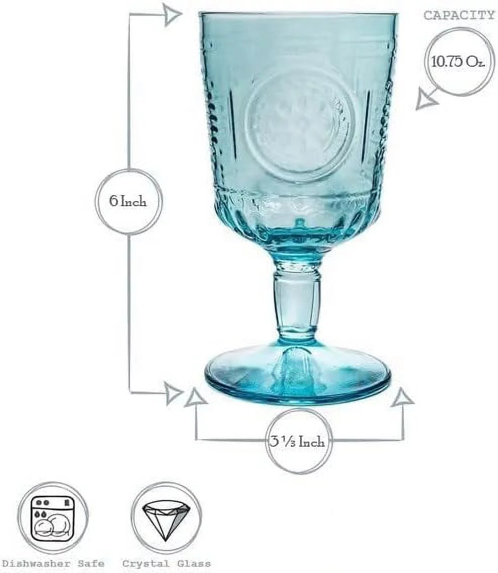 Light Blue Set Of 6 Stemware Glasses Z45390