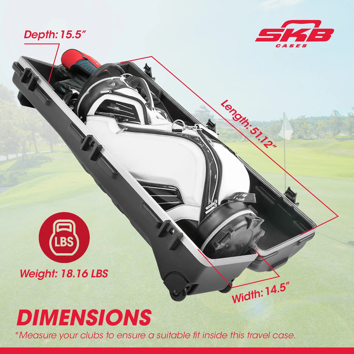 Wheeled Hard Plastic Golf Travel Case P18191