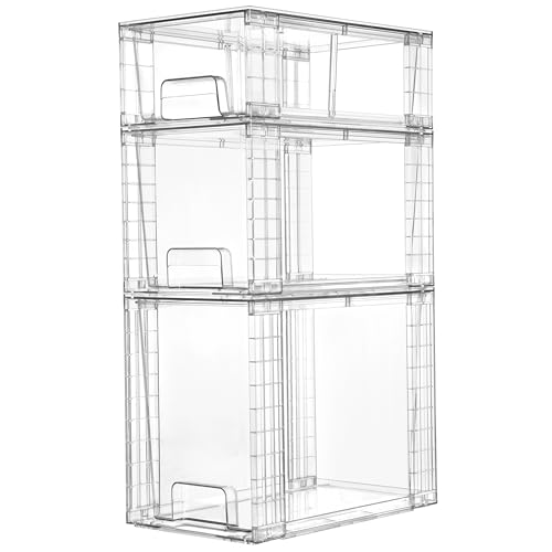 3 Pack Clear Stackable Plastic Storage Drawers D52104