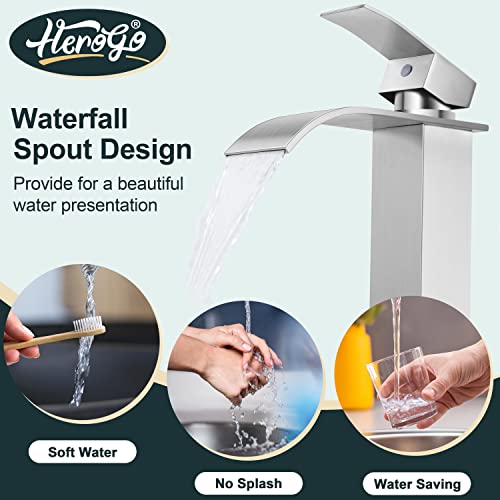 Brushed Nickel Stainless Steel Waterfall Single Handle Vessel Sink Faucet Y142214