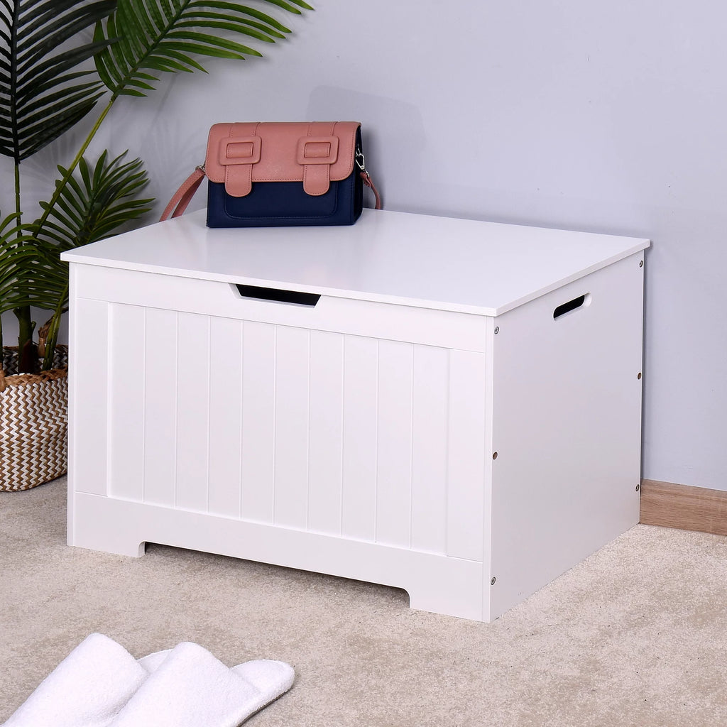 White Lift Top Storage Bench with Safety Hinge B508