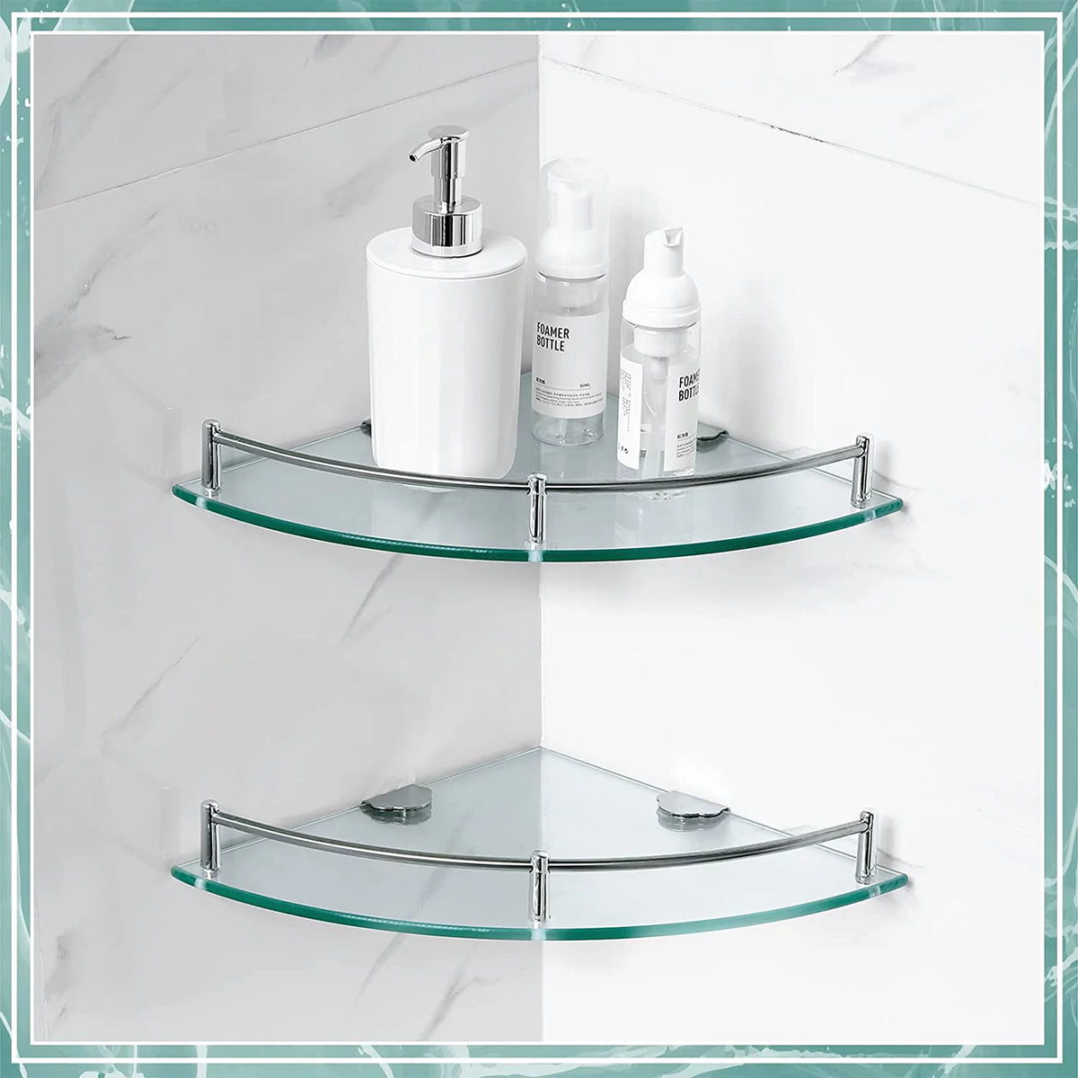 4 Pack Tempered Glass Floating Wall Shelves E334325