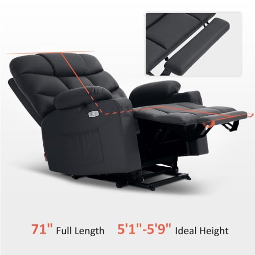 Power Lift Recliner Chair with Extended Footrest Faux Leather E7816