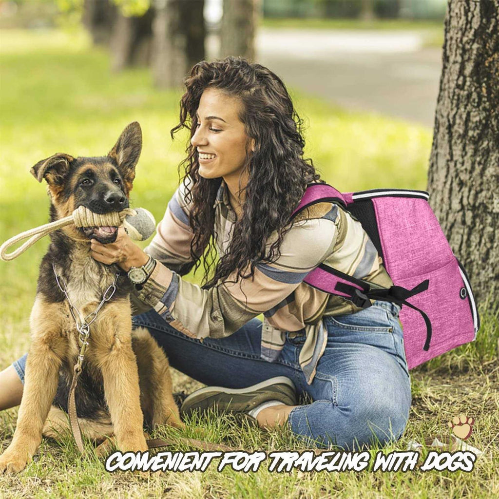 Airline Approved Dog Travel Backpack with 2 Silicone Collapsible Bowls and 2 Food Baskets T496