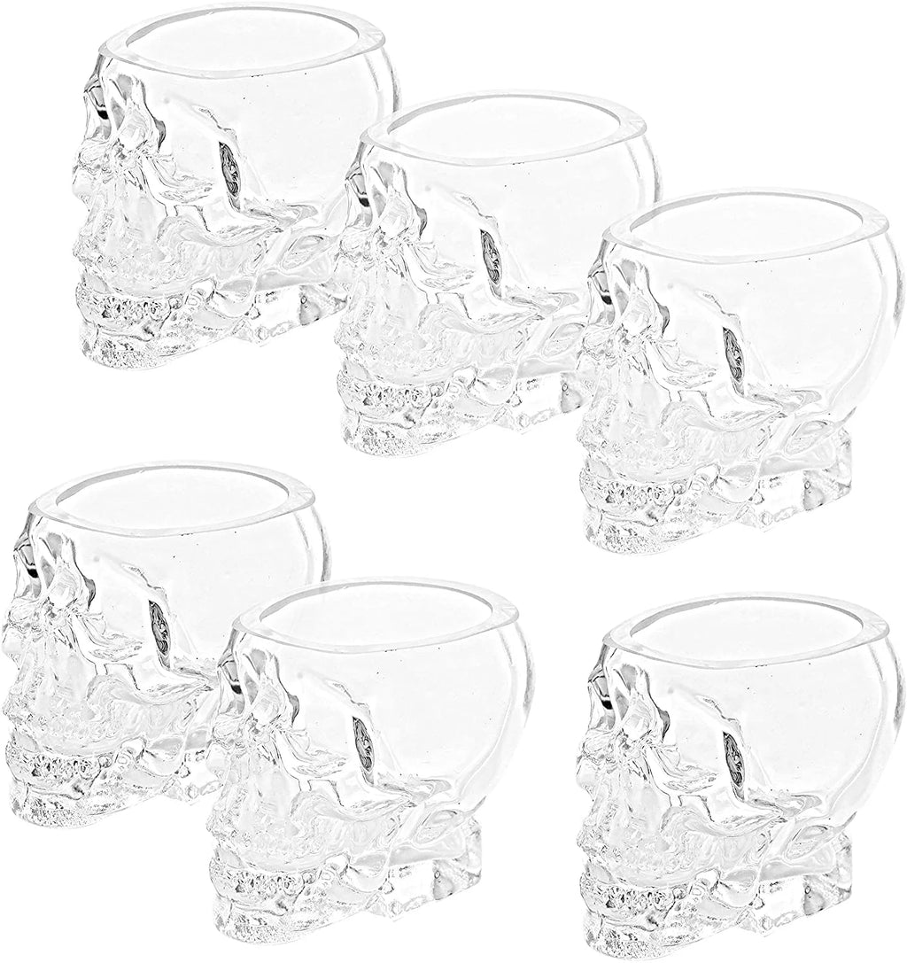 2.8 oz Set-of-6 Skull Shaped Clear Shot Glass F210