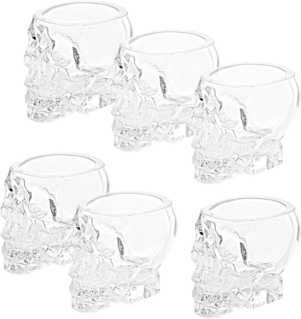 2.8 oz Set-of-6 Skull Shaped Clear Shot Glass F210
