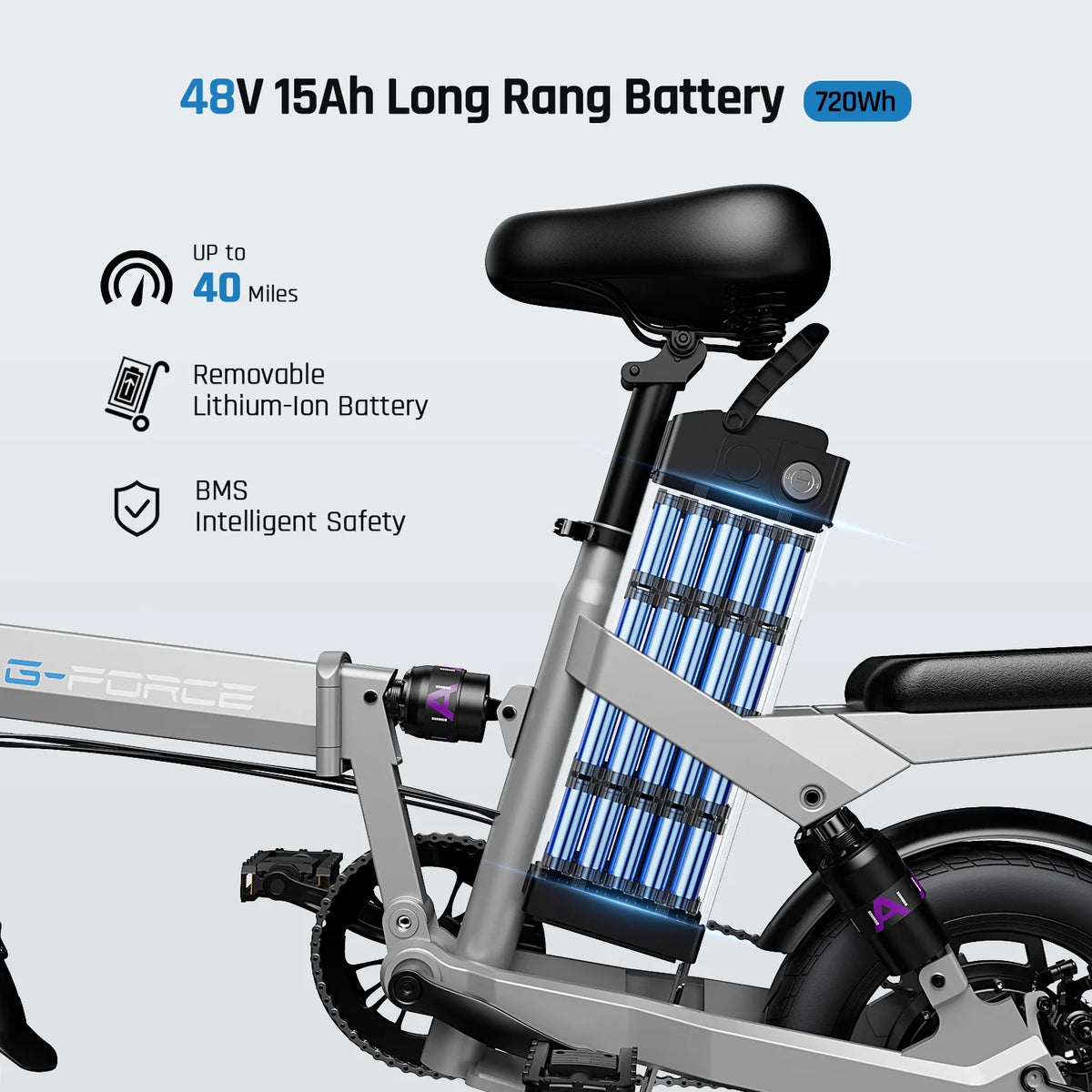 Folding 400W 48V 15Ah Electric Bike with Rear Shelf A869