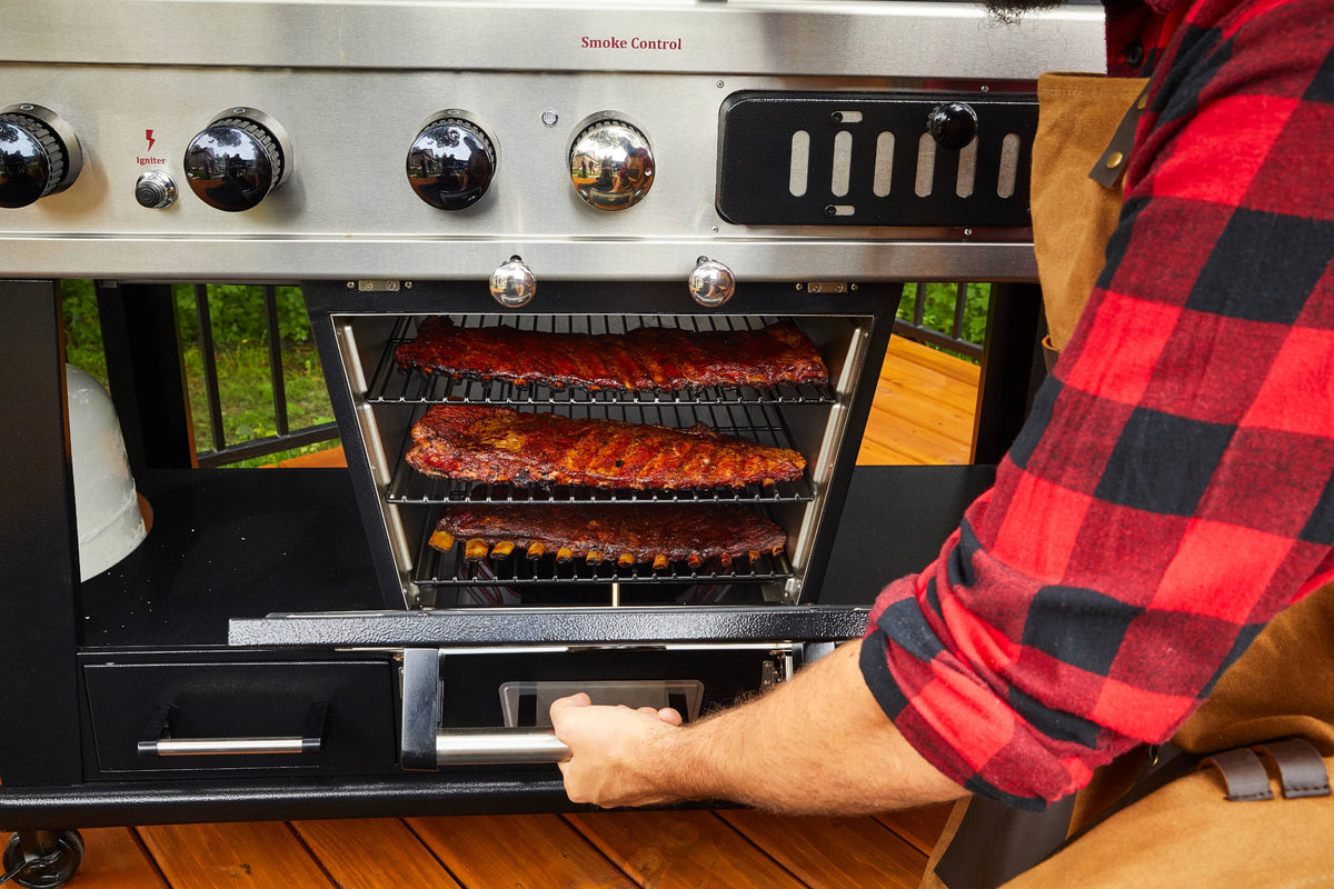 Gas and Charcoal Combo Grill with Electric Smoker F44844