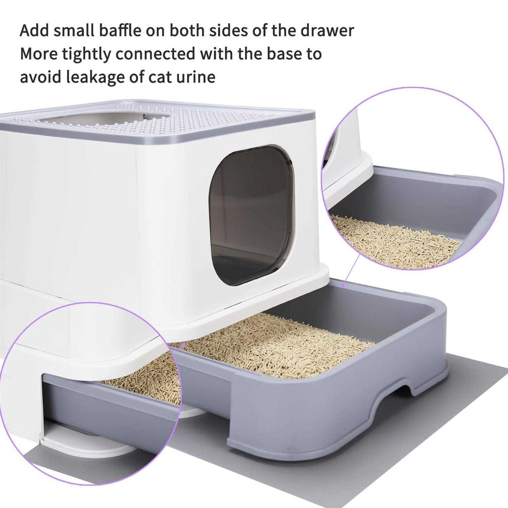 Large Top Entry Anti-Splashing Cat Litter Box with Lid F9735