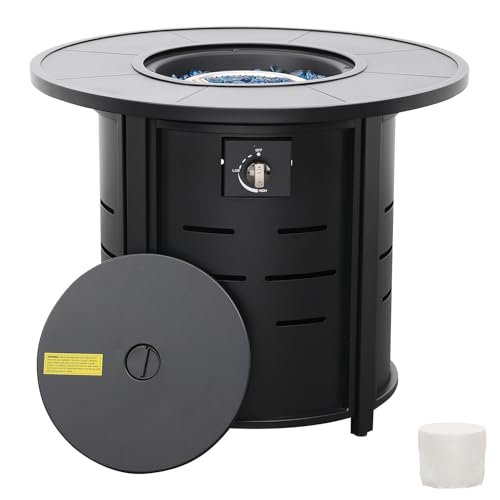 30 Inch Round Steel Gas Fire Pit Table 50000 BTU with Cover F58080