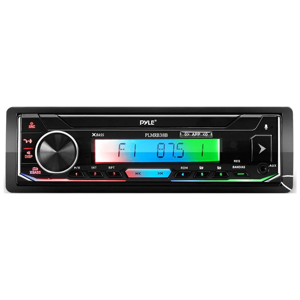 Single DIN Bluetooth Marine Stereo Receiver Bundle with 4x 5.25'' Waterproof Marine Speakers S676