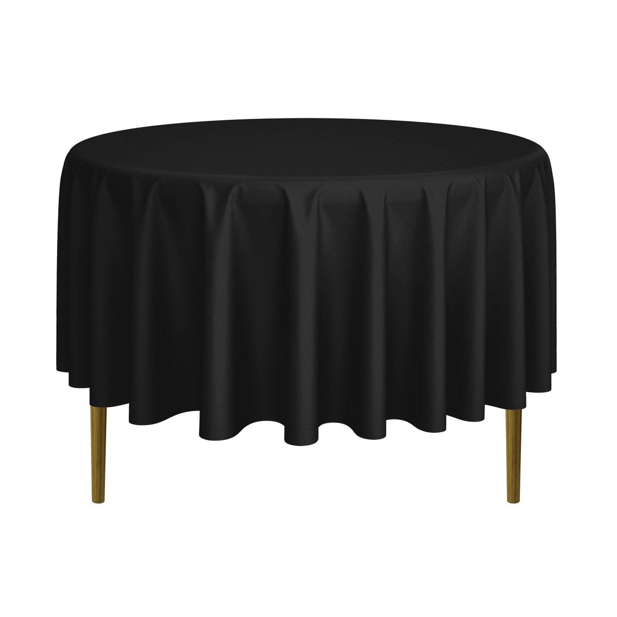 5 Premium 90x22 Round Polyester Tablecloths Black Q8219