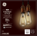 Vintage Style LED Edison Light Bulbs, Clear Glass, 2pk P7976