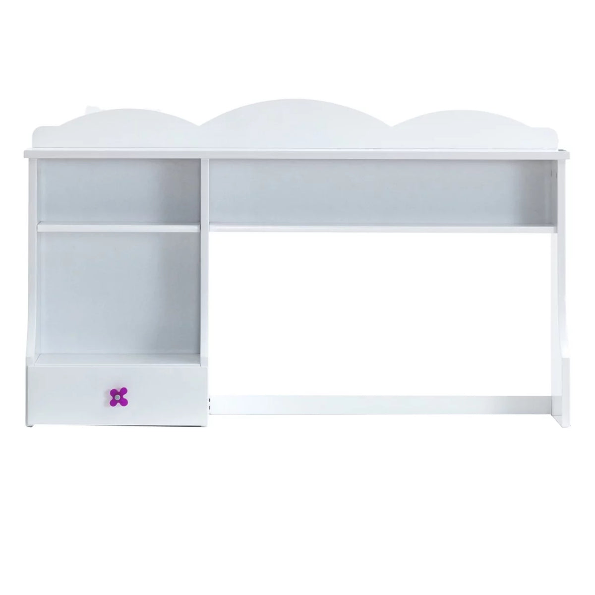White Wooden Hutch with Two Shelves and Three Drawers K45864