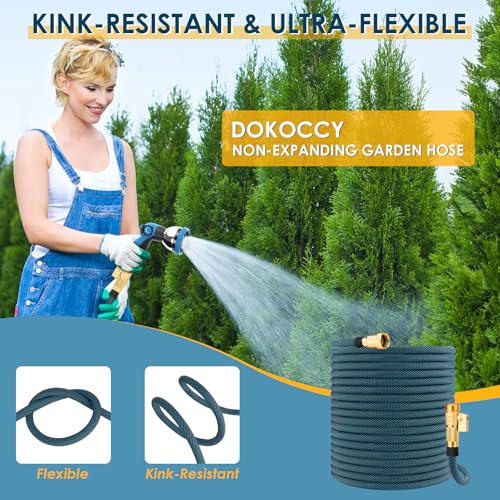 100 ft Flexible Non-Expanding Garden Hose with 10 Function Spray Nozzle N6523