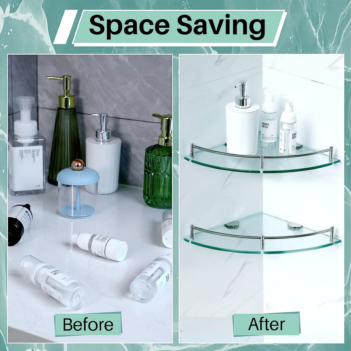 4 Pack Tempered Glass Floating Wall Shelves E334325