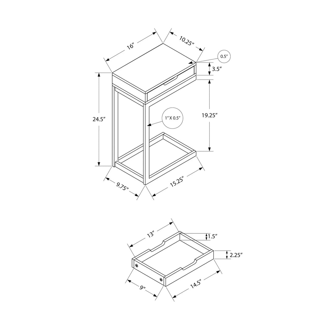 White C-shaped Metal Accent Table M323162