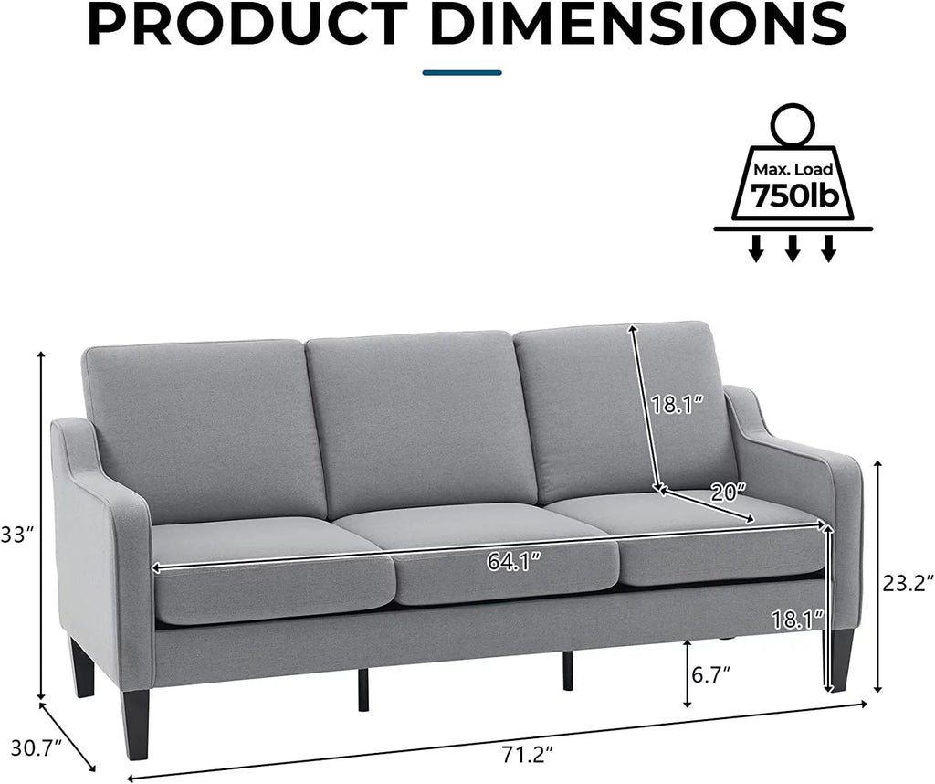 71" Mid-Century Modern 3 Seater Sofa L914114