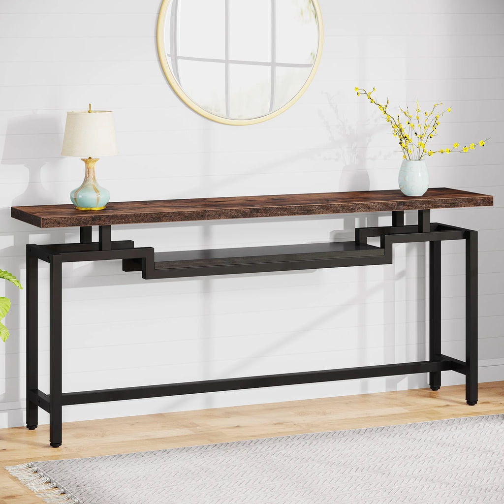 Brown Black 70.86 Inches Extra Long Console Entryway Table M281