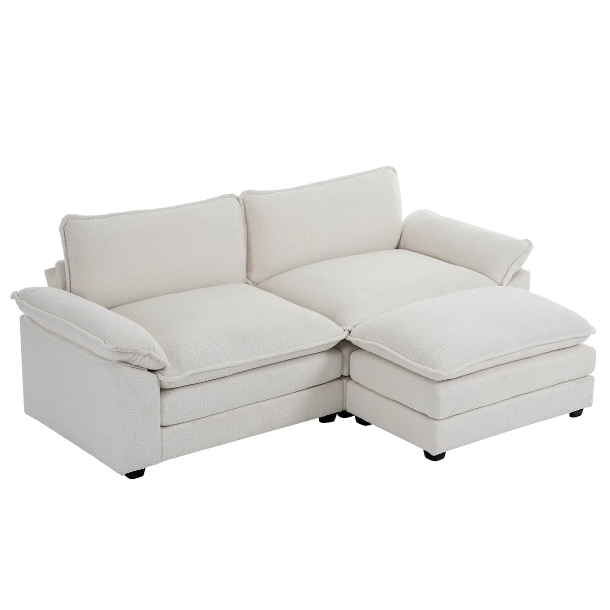 Gray-Blue Chenille L Shaped Sectional Sofa with Ottoman W46496