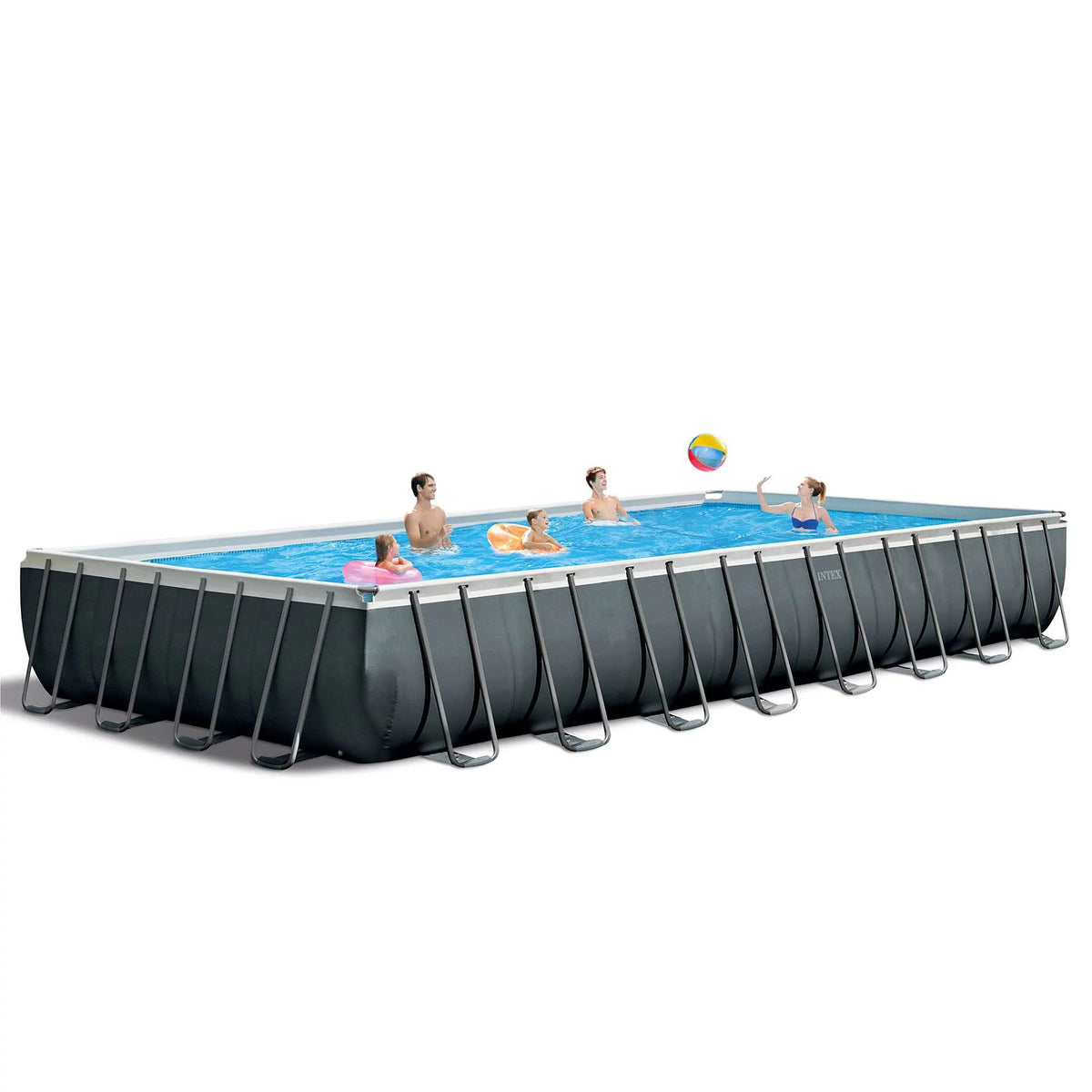 24ft x 12ft x 52in Rectangular Pool, Floats (2 Pack) & Cooler Y624
