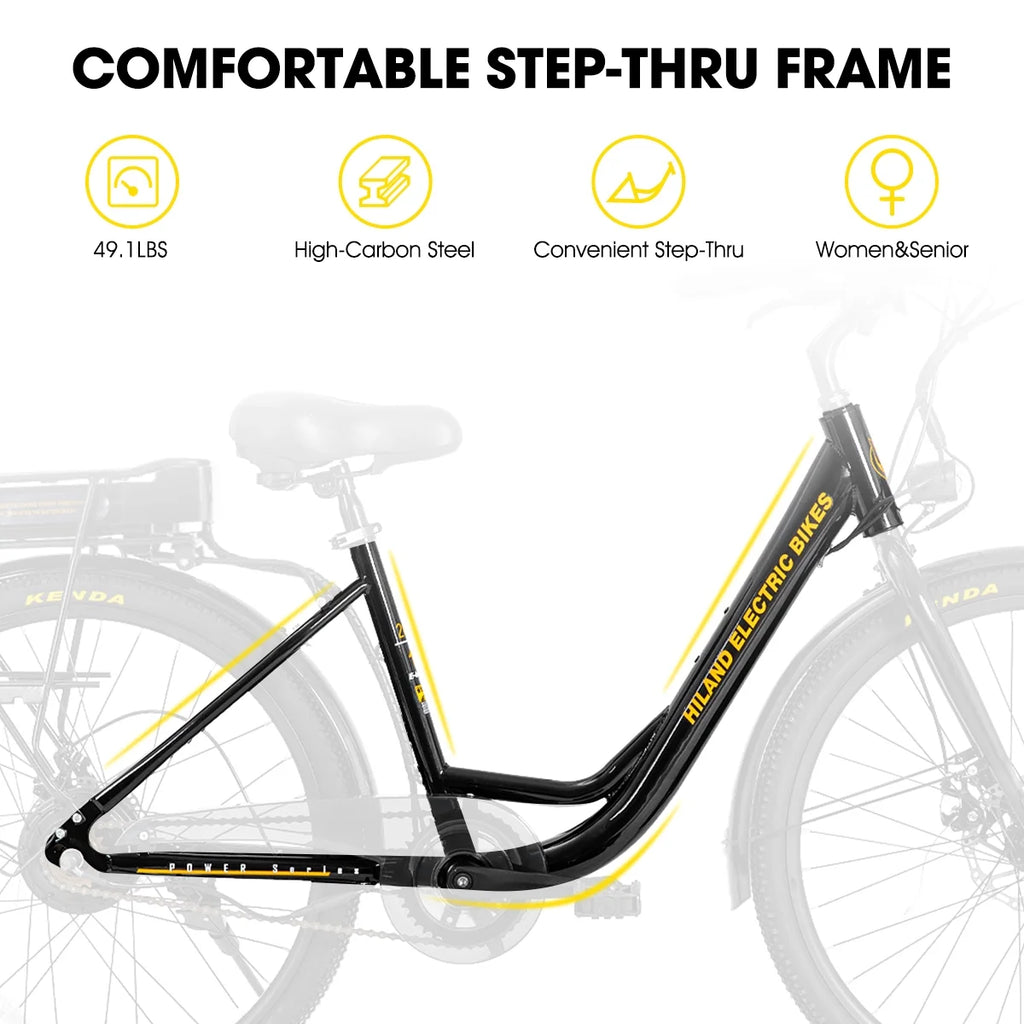 Electric Cruiser Bike 26 36V 7.8 Ah Removable Battery 500W Black O726517