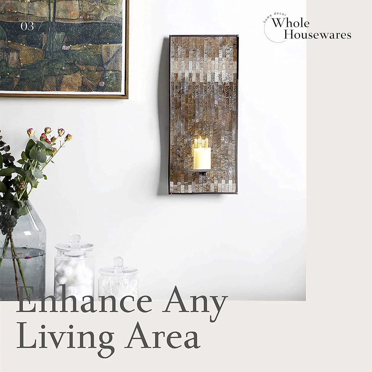 Brown Mosaic Glass Wall Candle Sconces Set Of 2 H672393