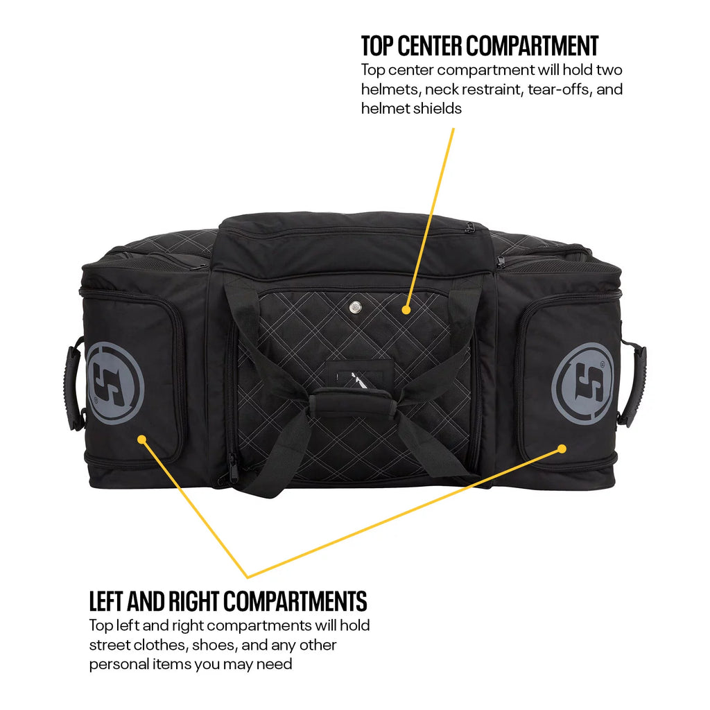 Large Multi-Compartment Nylon Travel Gear Bag with Wheels R44061