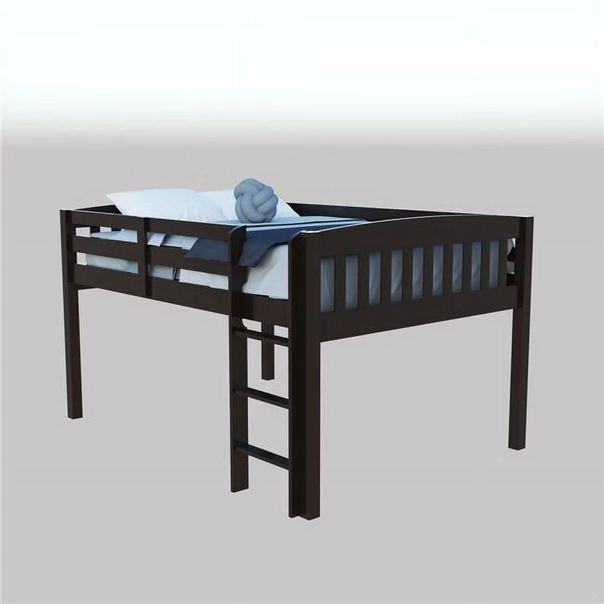 Dark Brown Solid Wood Full Size Loft Bed C163001