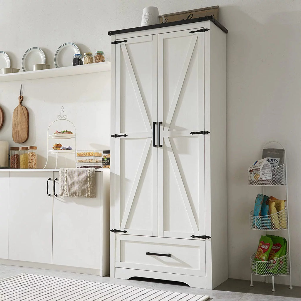 White 2-Door Storage Cabinet with Drawer W264