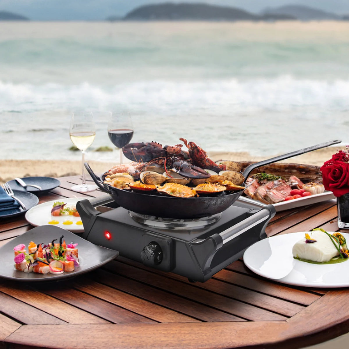 1000W Portable Coil Hot Plate with 5 Temperature Adjustments L4531