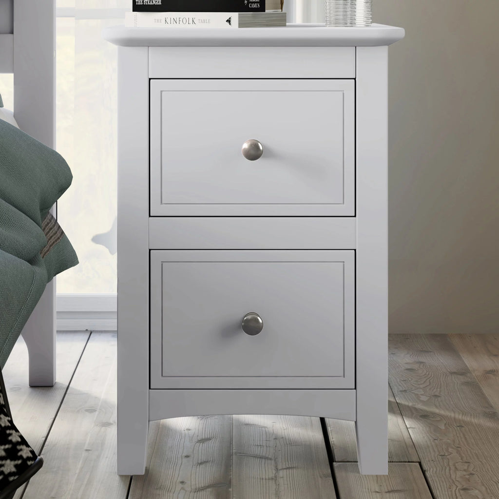 White 2 Drawers Solid Wood Nightstand End Table M637