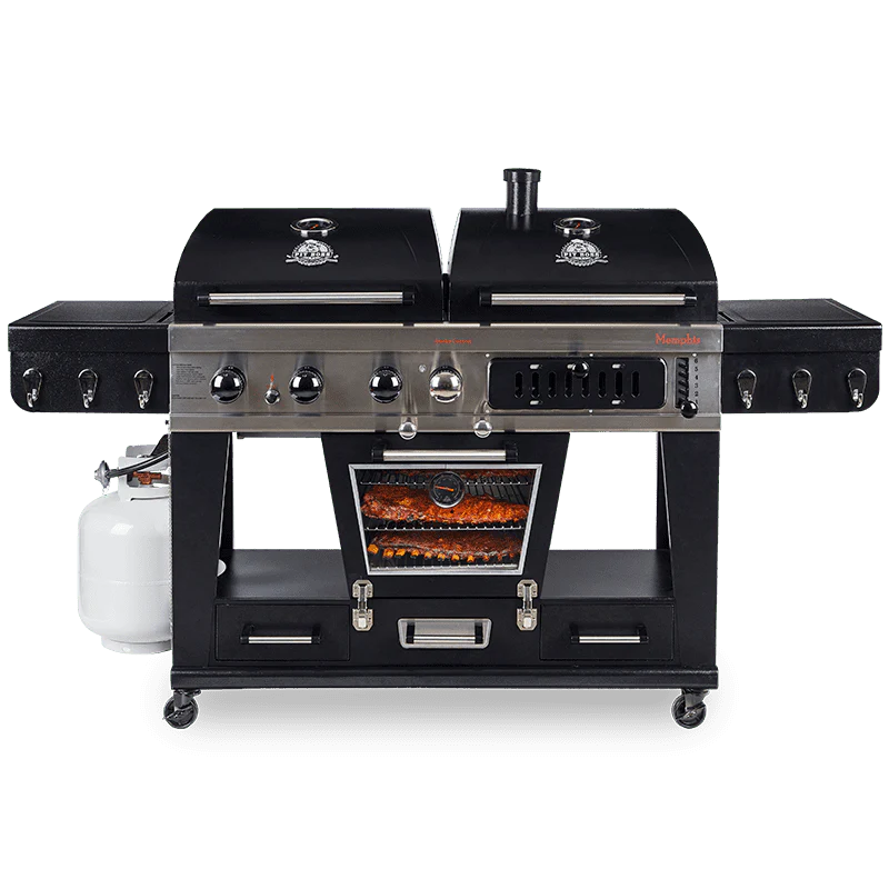 Gas and Charcoal Combo Grill with Electric Smoker F44844
