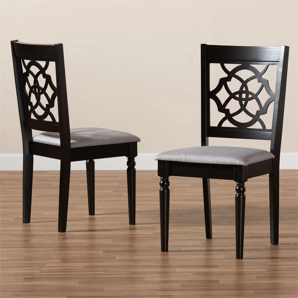 Dark Brown Oak Wood Dining Chair Set of 2 H978839