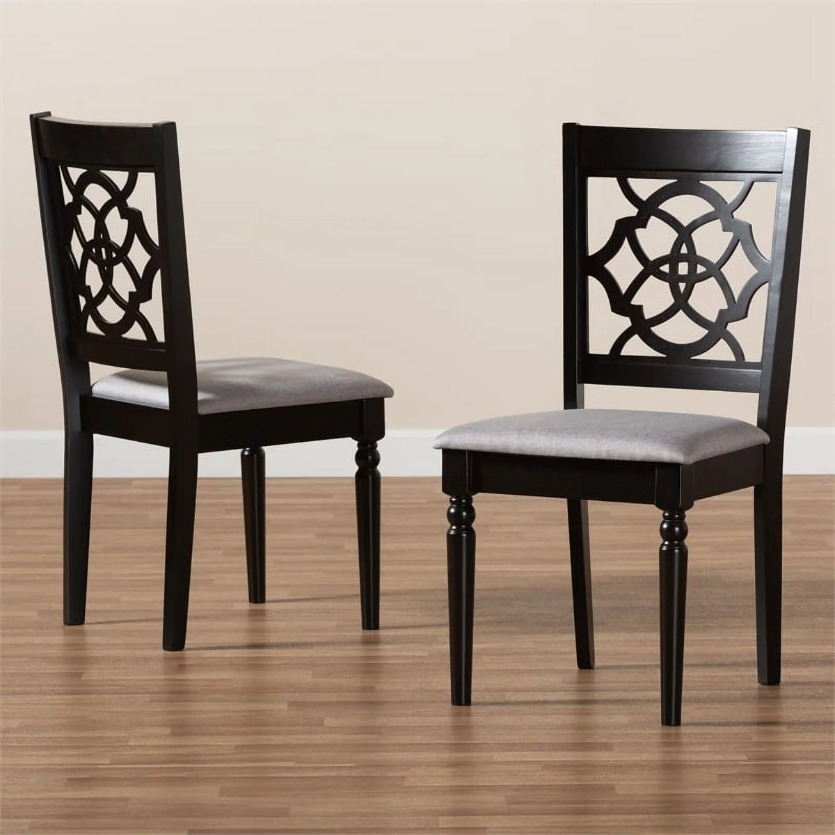 Dark Brown Oak Wood Dining Chair Set of 2 H978839