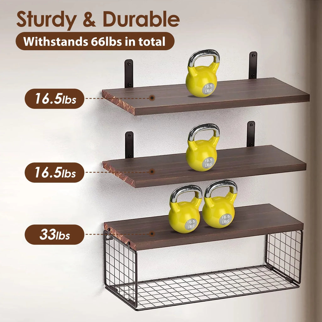 Wall Mount Storage Shelves with Basket E433