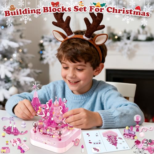 Christmas Tree Building Block Toy Set with Rotating Music Box F655982