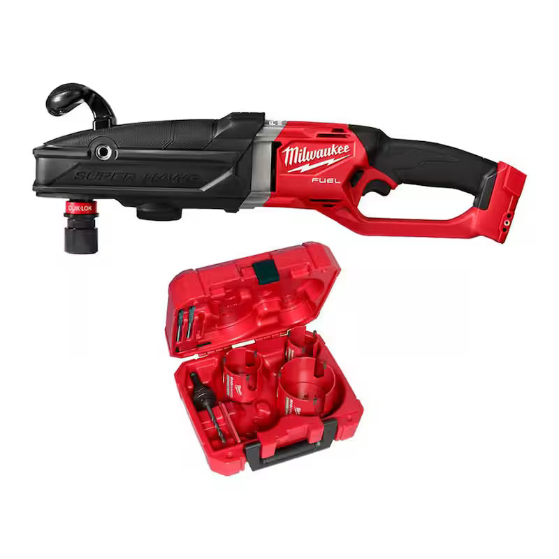 7/16 in. Cordless Right Angle Drill with Hole Saw Kit P414804