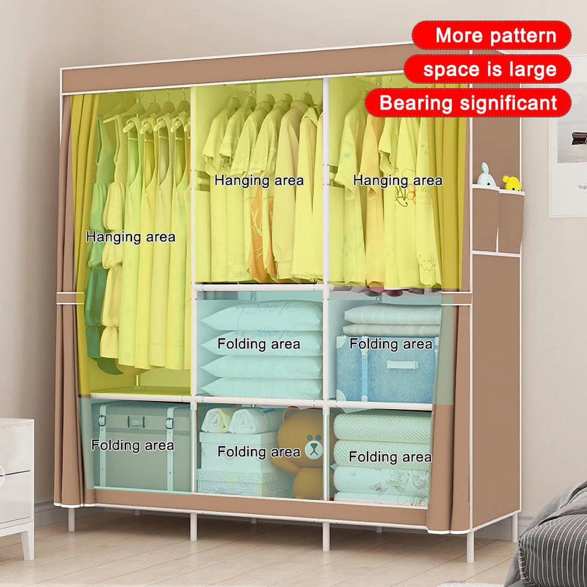 Portable Closet with Cover 50x17x67inch Gray N61959