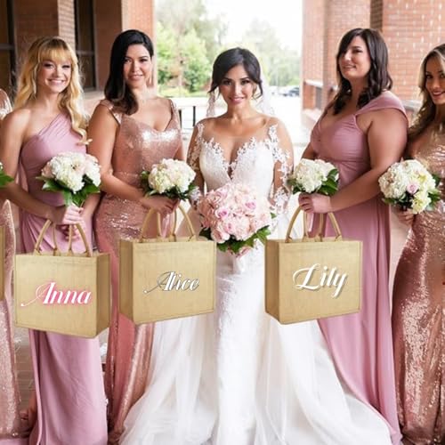 8 Pcs Burlap Tote Bags with Ribbon Z4812