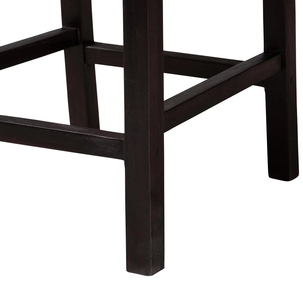 Dark Brown Mahogany Wood and Seagrass Counter Stool Q6697