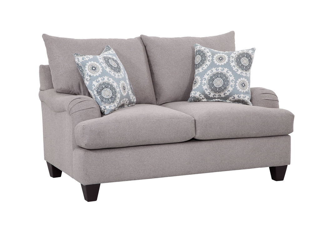 Soft Gray Rolled Arm Loveseat with 2 Accent Pillows D136184