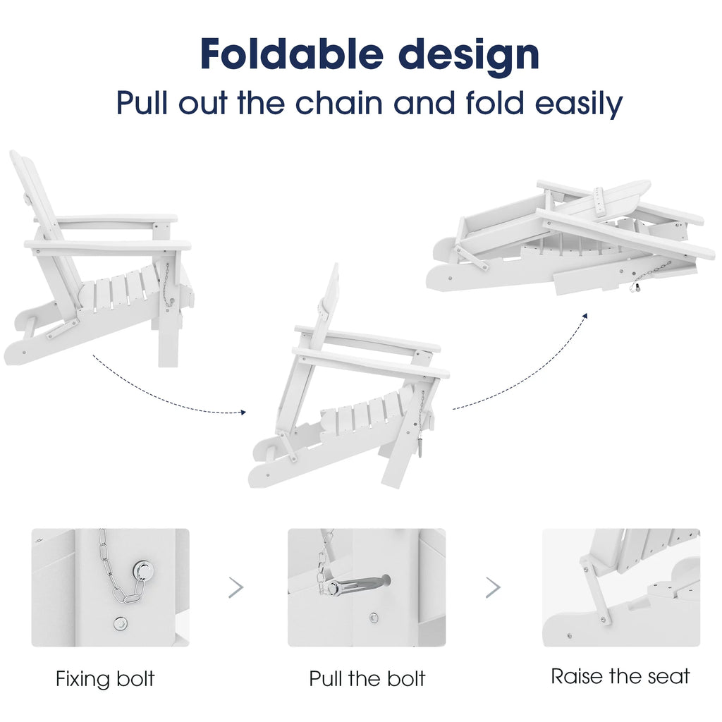White HDPE Folding Adirondack Chair Q3327